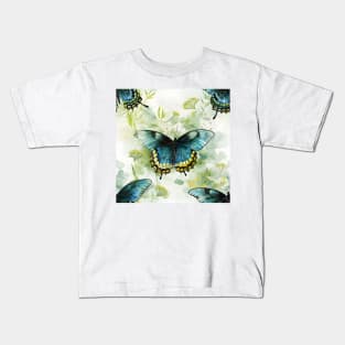 Butterflies Watercolor 7 - Black Swallowtail Kids T-Shirt